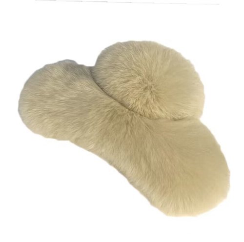 Handmade Rex Rabbit Fur Hair Claw Clip - Soft Plush Back Head Grip Accessory