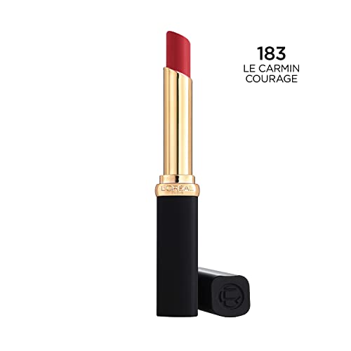 L'Oreal Paris Colour Riche Intense Volume Matte Lipstick, Lip Color Infused with Hyaluronic Acid for up to 16hr All Day Comfort, Le Carmin Courage, 0.06 oz