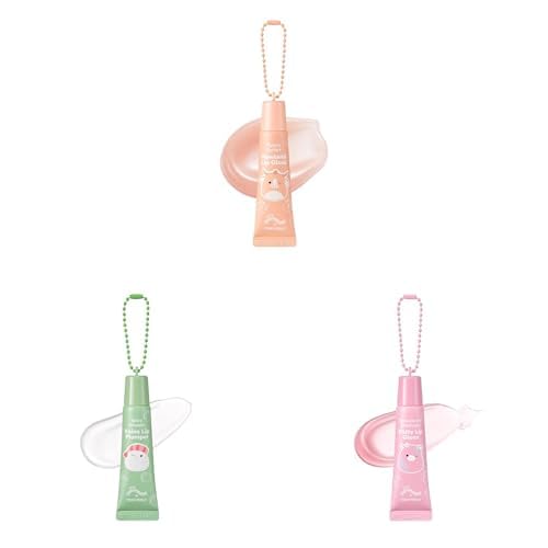 TONYMOLY x Squishmallows Rainbow Sherbet - Howland Keychain Lip Gloss, Peach Parfait Gloss + Keina Keychain Lip Gloss, Spicy Wasabi Gloss + Patty Keychain Lip Gloss, Strawberry Shortcake Gloss, 11ml