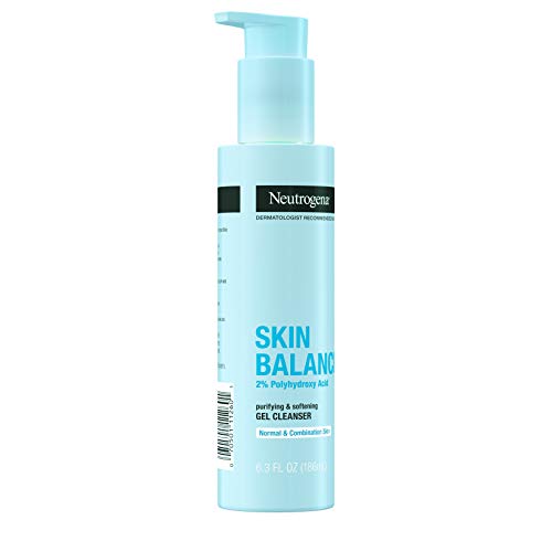 Neutrogena Skin Balancing Purifying Gel Cleanser with 2% Polyhydroxy Acid (PHA), Softening Face Wash for Normal & Combo Skin, Paraben-Free, Soap-Free, Sulfate-Free, 6.3 oz