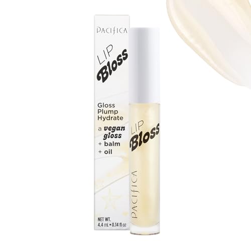 Pacifica Plumping Lip Gloss – Vanilla Bean (Creamy Neutral Tint) Hydrating Lip Oil Balm, Gentle Lip Plumper with Shea & Jojoba, No-Sting High Shine, Vegan & Cruelty-Free 0.14oz