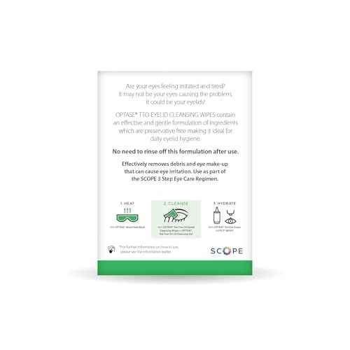 OPTASE Tea Tree Oil Eyelid Cleansing Wipes, Box of 20