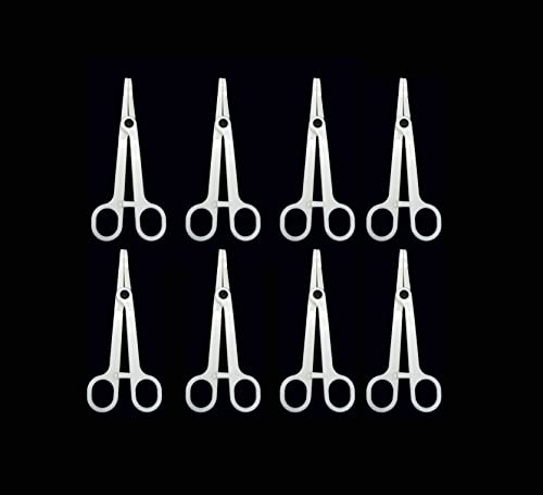 Piercing Clamps 8pcs Disposable Piercing Forceps Clamp Slotted Navel Forceps Piercing Pliers,Suitable for ear, navel, lips, tongue, nose and other body parts piercing tools(TN017-8PCS)