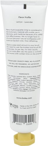 Boka Fluoride Free Toothpaste- Nano Hydroxyapatite, Remineralizing, Sensitive Teeth, Whitening - Dentist Recommended for Adult, Kids Oral Care- Lemon Lavender Flavor, 4 Fl Oz 1Pk US Manufactured