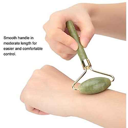 Jade Gua Sha Facial Massager Set - 5 in 1 Skin Care Tools with Roller and Massager
