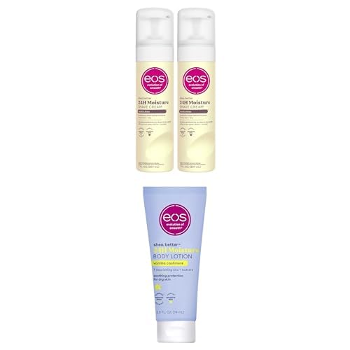 Bundle of eos Shea Better Women's Shave Cream- Vanilla Bliss,+ 24H Moisture Travel Body Lotion- Vanilla Cashmere