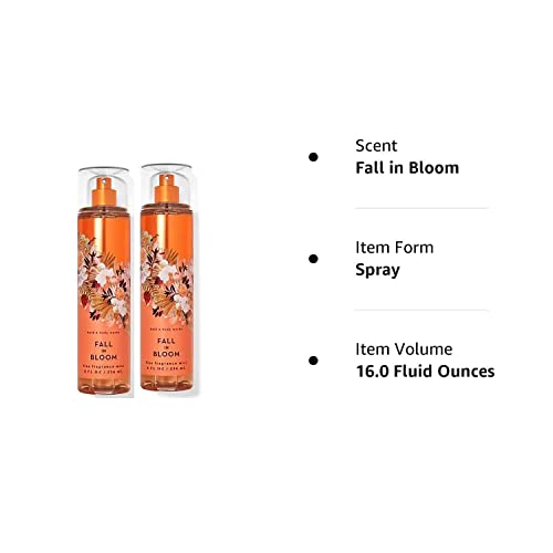 Bath & Body Works Fall in Bloom Fine Fragrance Body Mist Gift Set 8 oz Pack Lot of 2 (Fall in Bloom)