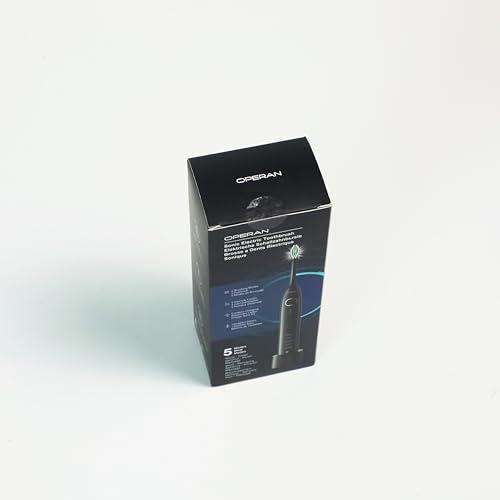 Operan Electric Toothbrush for Adults and Kids High Power Sonic Rechargeable Toothbrush with Smart Timer 5 Modes 6 Brush Heads 40,000 VPM Motor 6 Hours Fast Charge for 100 Days (Black)