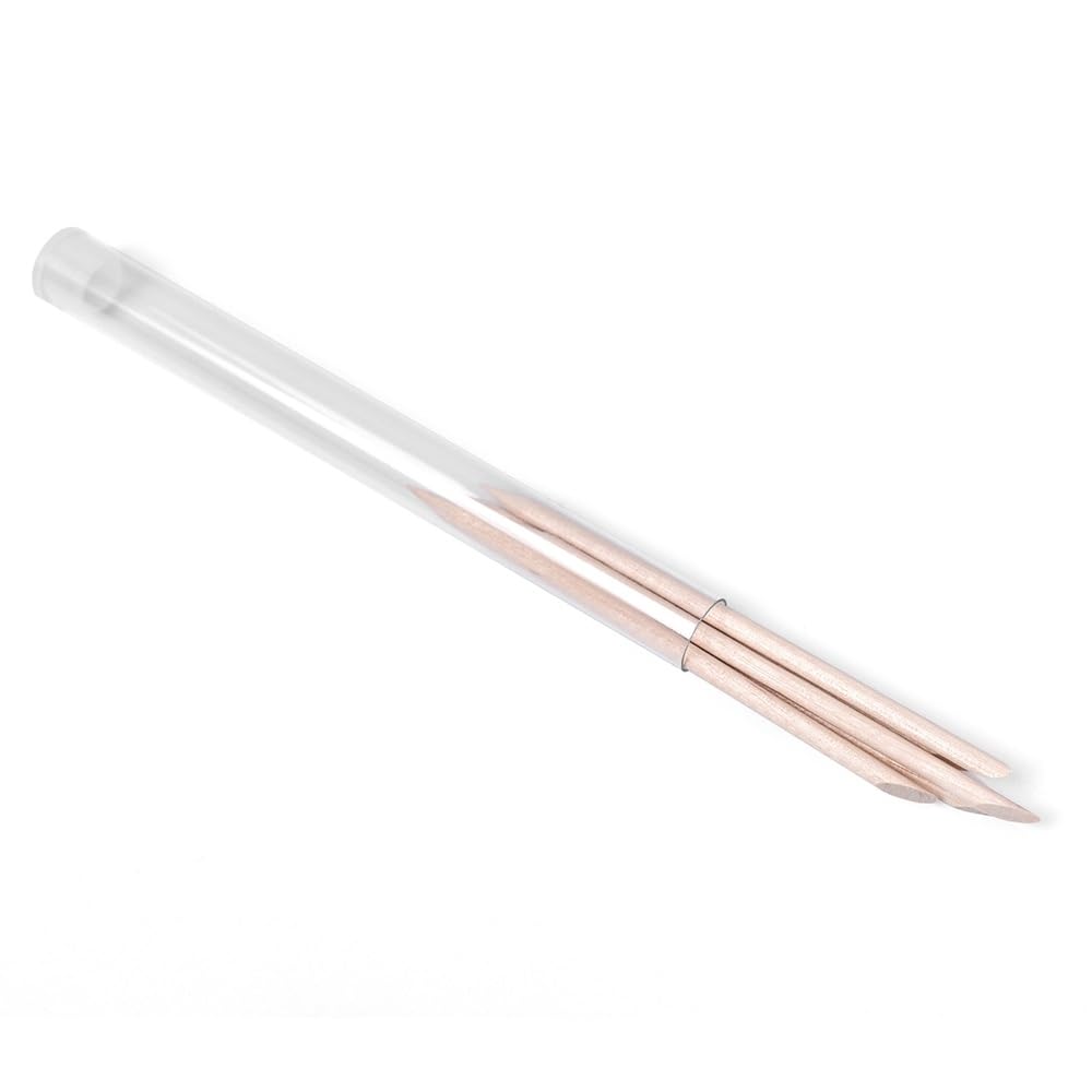 siyuwuro 5PCS Orange Wood Nail Sticks Double Sided Cuticle Pusher Remover Multi Functional Orange Wood Cuticle Sticks Manicure Pedicure Tool With Clear Storage Tube