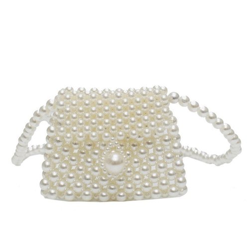 Handwoven Pearl Crossbody Bag - Vintage Round Woven Mini Handheld Purse