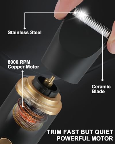 AREYZIN Body Hair Trimmer for Men Bikini Trimmer for Women Pubic Hair Removal Body Groomer Kit Electric Shavers for Arms Leg Hair, Nose Hair Trimmer, Rechargeable,IPX7 Waterproof,Black