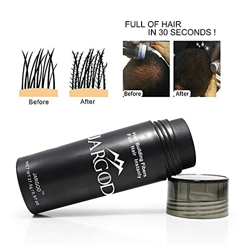 JARGOD Hair Fibers for Instant Volume and Thicker Fuller Hair Hair Building Fiber for thinning Hair & Bald Spots - Hair Powder for Women & Men (Black, 0.97 ounce) (Medium Brown)