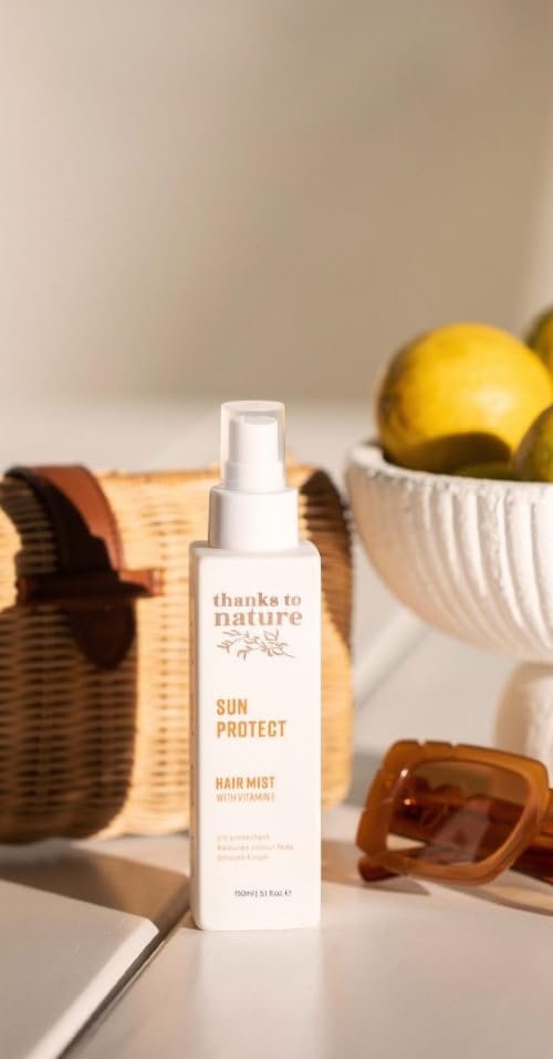 thanks to nature Sun and Heat Protection Spray for Hair, Lightweight Hair Care that Prevents Breakage, Reduces Frizz, Hair Mist with vitamin E, grapeseed, jojoba, argan and coconut oil, 5.1 fl oz