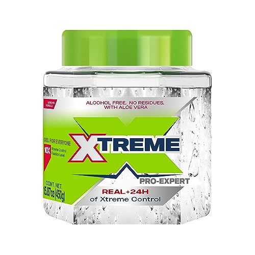 Xtreme Pro-Expert Clear Styling Hair Gel. Alcohol Free, 24-Hours Xtreme Control With Aloe Vera,15.87 Oz jar (Pack of 2)