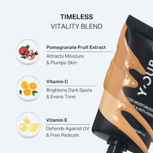 Y¡¯OUR Tinted Moisturizer: Hydrating & Anti-Aging Tinted SPF 30 Makeup; Fragrance-Free, Oil-Free for Dry, Oily & Combination Skin. Made in USA. 1.35 fl. oz (Medium)