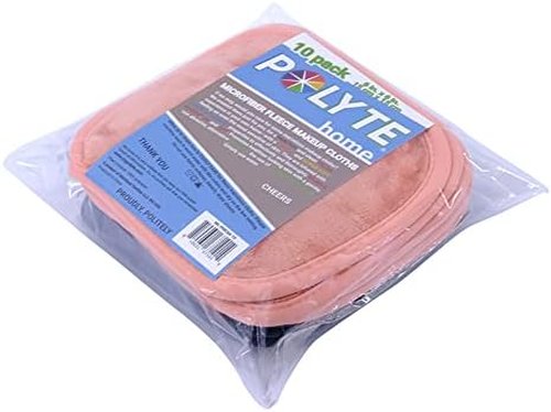 Polyte Premium Microfiber Fleece Makeup Remover Cloths - Hypoallergenic, 6x6 in, 10 Pack (Dark Gray, Pink)