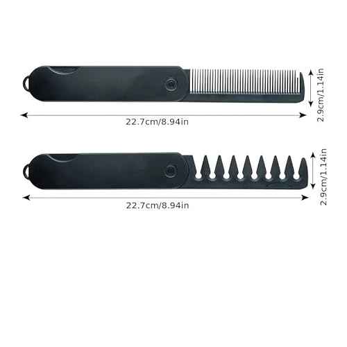 Voluminous wide-toothed hair comb Travel folding design Wide fine-toothed dual-purpose set Men's fluffy texture, ABS plastic with textured grip