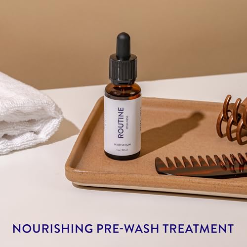Routine Wellness Hair Treatment Serum for Thinning Hair - Rosemary, Tea Tree & Argan Oils Blend for Strength, Shine & Softer Hair - Clean Ingredients, All Hair Types - 30ml