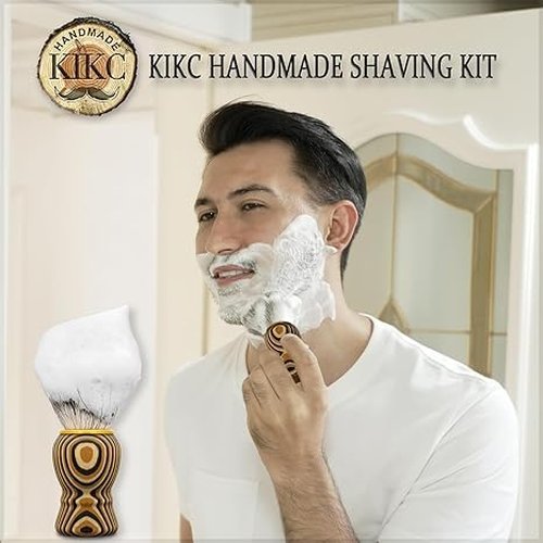 KIKC Badger Shaving Brush - Handcrafted Soft Bristles with Artisanal Wood Handle | Perfect Gift for Bearded Men
