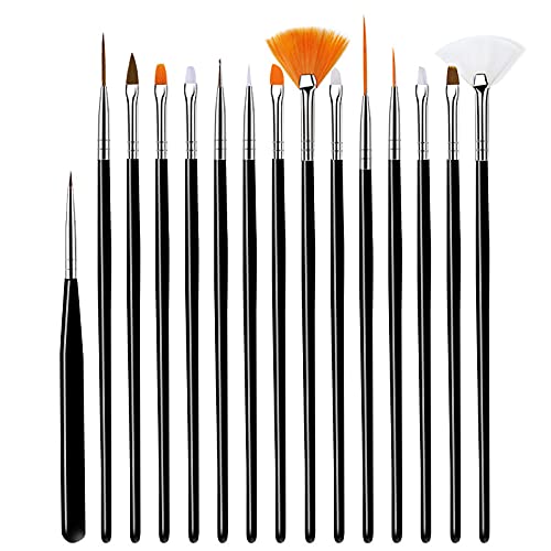 Nail Art Brushes Set, 20pcs Nail Design Painting Brushes, Professional Nail Art Design Brushes, Nail Fine Liner Brushes, Black