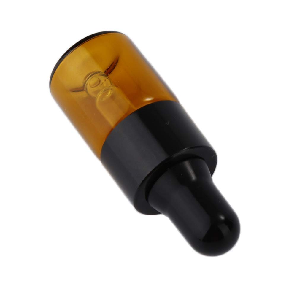 30Pcs Amber Glass Dropper Bottles Mini Empty Sample Vials Essential Oil Dropping Bottles Perfume Jars Cosmetic Container with Glass Eye Dropper and Black Caps (2ml)