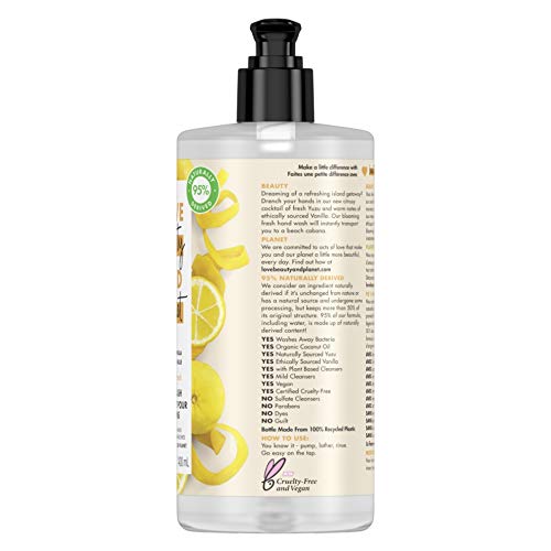 Love Beauty And Planet Store Yuzu and Vanilla liquid and Tea Tree and Vetiver Hand Wash 13.5 Oz (4 Pack) 2 of each flavor