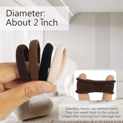 Hair Ties for Women, 120 Pack Black Elastic Hair Bands, 2 Inch Seamless No-Damage Hair Elastics (Black-120pcs)