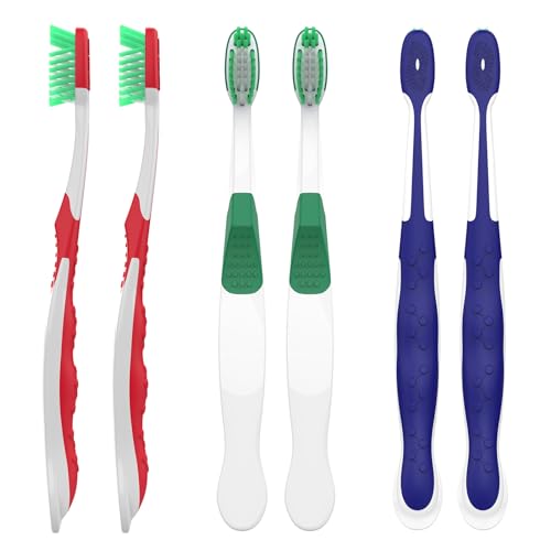 Fregum Extra Hard Toothbrushes for Adults, Extra Firm Bristles, 6 Count