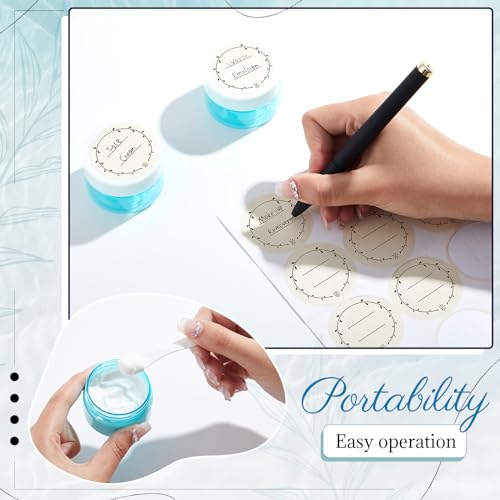 Tessco 12 Pieces 1 oz Travel Containers Plastic Container Jars with Lids Leak-proof Travel Jars for Creams with 12 Mini Scoop and 12 Label Stickers for Lotion Makeup Powder (Blue)