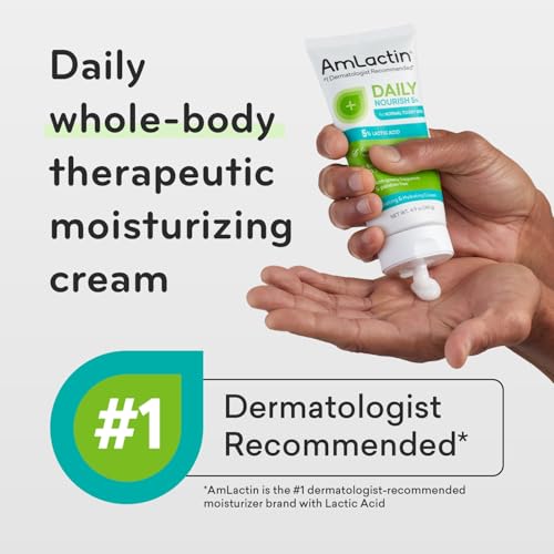 AmLactin Daily Nourish 5% - 4.9 oz Body Cream with 5% Lactic Acid - Exfoliator and Moisturizer for Dry Skin