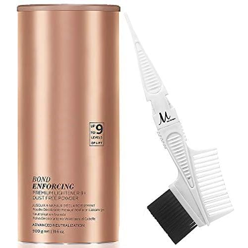 BlondeMe Lightener 9+ Premium Bleach XXL 900 grams and M Hair Designs Tint Brush Comb (Bundle)