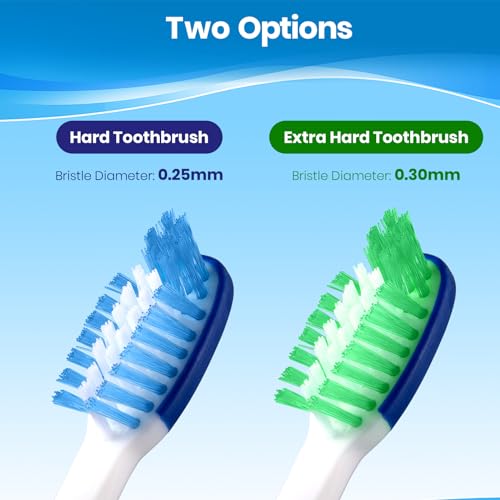 Fregum Extra Hard Toothbrushes for Adults, Extra Firm Bristles, 6 Count