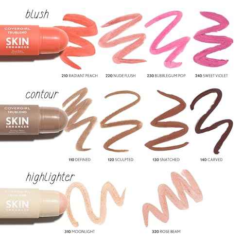 CoverGirl Trublend Skin Enhancer Highlighter Balm Stick, 310 Moonlight, Vegan Formula, Easy to Use, Glides on Effortlessly, Non-Greasy, Doesn't Crease, 0.21oz