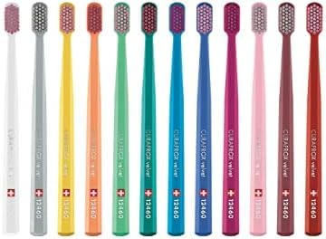 Curaprox CS12460 Velvet Ultra Soft Swiss Toothbrushes - 3-Pack - Random Color - Best Toothbrush with Soft Bristles for Adult Men and Women with Sensitive Teeth and Gums