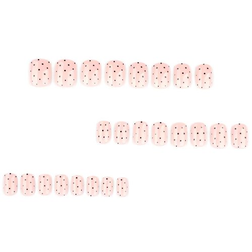 Foccna Extra Short Press on Nails Square Fake Nails Polka Dots Glossy Short Round Nails, Salon Quality Artificial Nails for Women 24pcs