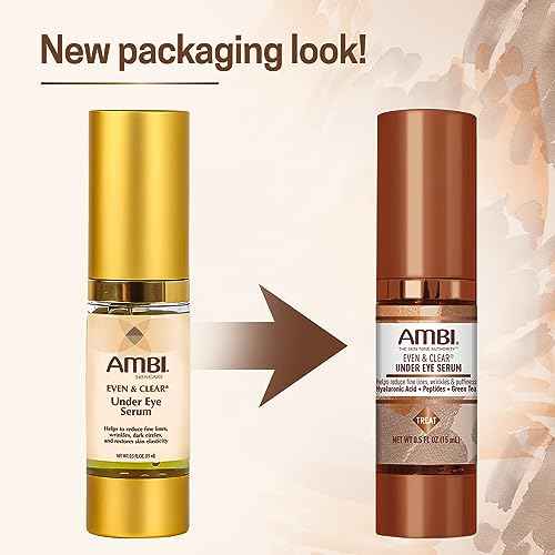 Ambi Even & Clear Under Eye Serum for All Skin Types; Anti Aging Formula features Peptides, Hyaluronic Acid, and Vitamin A to help Reduce Fine Lines, Wrinkles, and Dark Circles , 0.5 Ounce