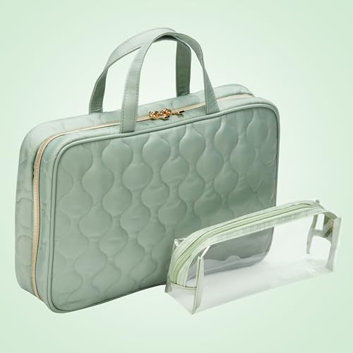 Conair Weekender-Toiletry Travel Bag-Makeup Organizer, Sage Green, 1 Count (Pack of 1)