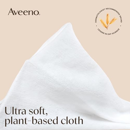 Aveeno Calm + Restore Unscented Makeup Remover Face Wipes, Fragrance Free Facial Cleansing Towelettes with Oat Extract & Calming Feverfew Leave Skin Feeling Soothed, Alcohol Free, 25 ct