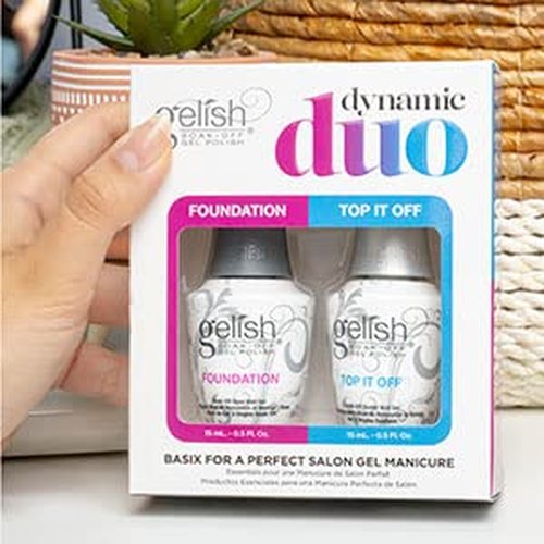 Gelish Dynamic Duo - Foundation Base & Top It Off Sealer Gel Set | Long-Lasting High-Shine Finish, 15mL Each