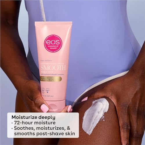 eos Cashmere Skin Collection Post-Shave Smooth Body Cream- Vanilla Cashmere, 72-Hour Hydration, Nourishing, Body Care, Shea Butter, 7 fl oz