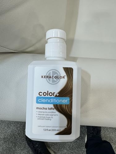 Keracolor Color + Clenditioner 3-in-1 Color-Depositing Conditioner, Gently Cleanses & Conditions, Semi-Permanent Mocha Latte Hair Color, 12 Fl Oz