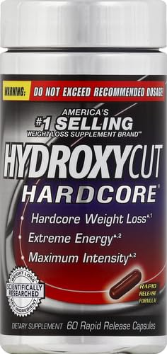 Hydroxycut Hardcore - 60 Rapid-Release Capsules - Thermogenic Calorie Burn, Extreme Energy + Focus, Maximum Intensity - for Women & Men