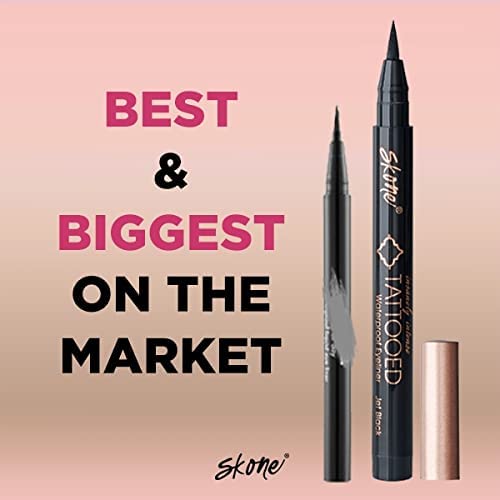 Skone Waterproof Liquid Eyeliner - Long-Lasting, Smudge-Proof Formula - Intense Jet Black (0.07oz)