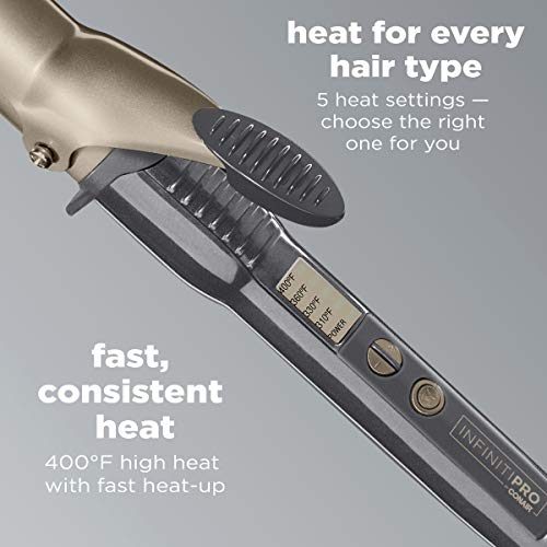 Conair INFINITIPRO Tourmaline 1 1/2-Inch Ceramic Curling Iron, 1 ½ inch barrel produces soft waves – for use on medium and long hair