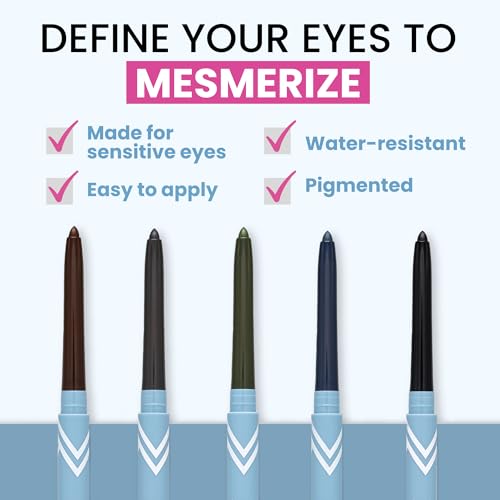 PRIME PROMETICS PrimeEyes Glide Eyeliner for Mature Women – Water-Resistant, Long-Stay and Mess-Proof – Gel Cream Texture, Discreet Sharpener and Effective Smudger (Wood (brown))