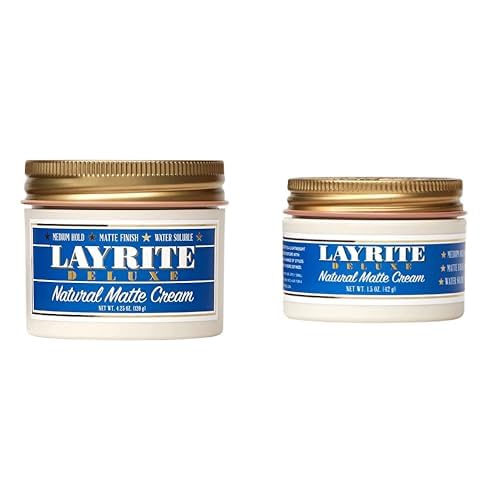 Layrite Deluxe Natural Matte Cream - Travel Size Set (4.25 oz & 1.5 oz) for Effortless Styling