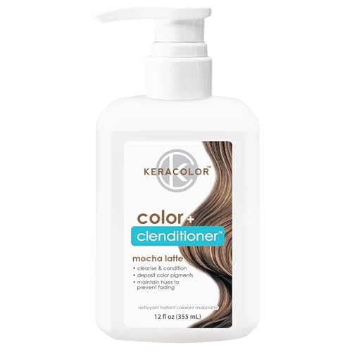 Keracolor Color + Clenditioner 3-in-1 Color-Depositing Conditioner, Gently Cleanses & Conditions, Semi-Permanent Mocha Latte Hair Color, 12 Fl Oz