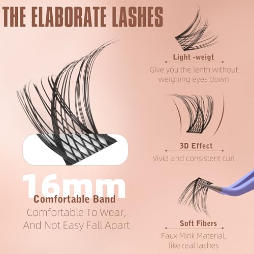 Medium Lash Clusters Short Wispy C Curl Eyelash Clusters 10MM Individual Eyelashes Natural Cluster Eyelash Extensions Natural Looking Cluster Lashes by Geeneiya (C Curl,10MM)