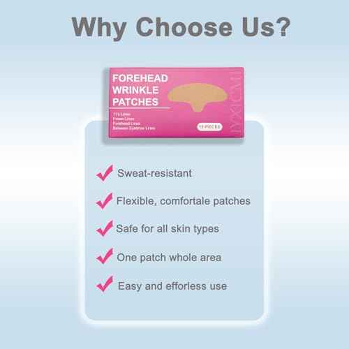 Forehead Wrinkle Patches, 15 PCS Face Tape for Wrinkles, Kinesiology Tape for Face, Facial Myofascial Lift Tape for Frown 11's Lines, Fine Lines Between Eyebrow Wrinkle Patches