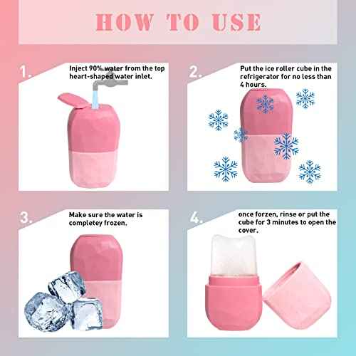 Ice Roller and Gua Sha Set for Face, Eyes and Neck - Skin Care Beauty Tools to Brighten Skin and Enhance Natural Glow (Pink)